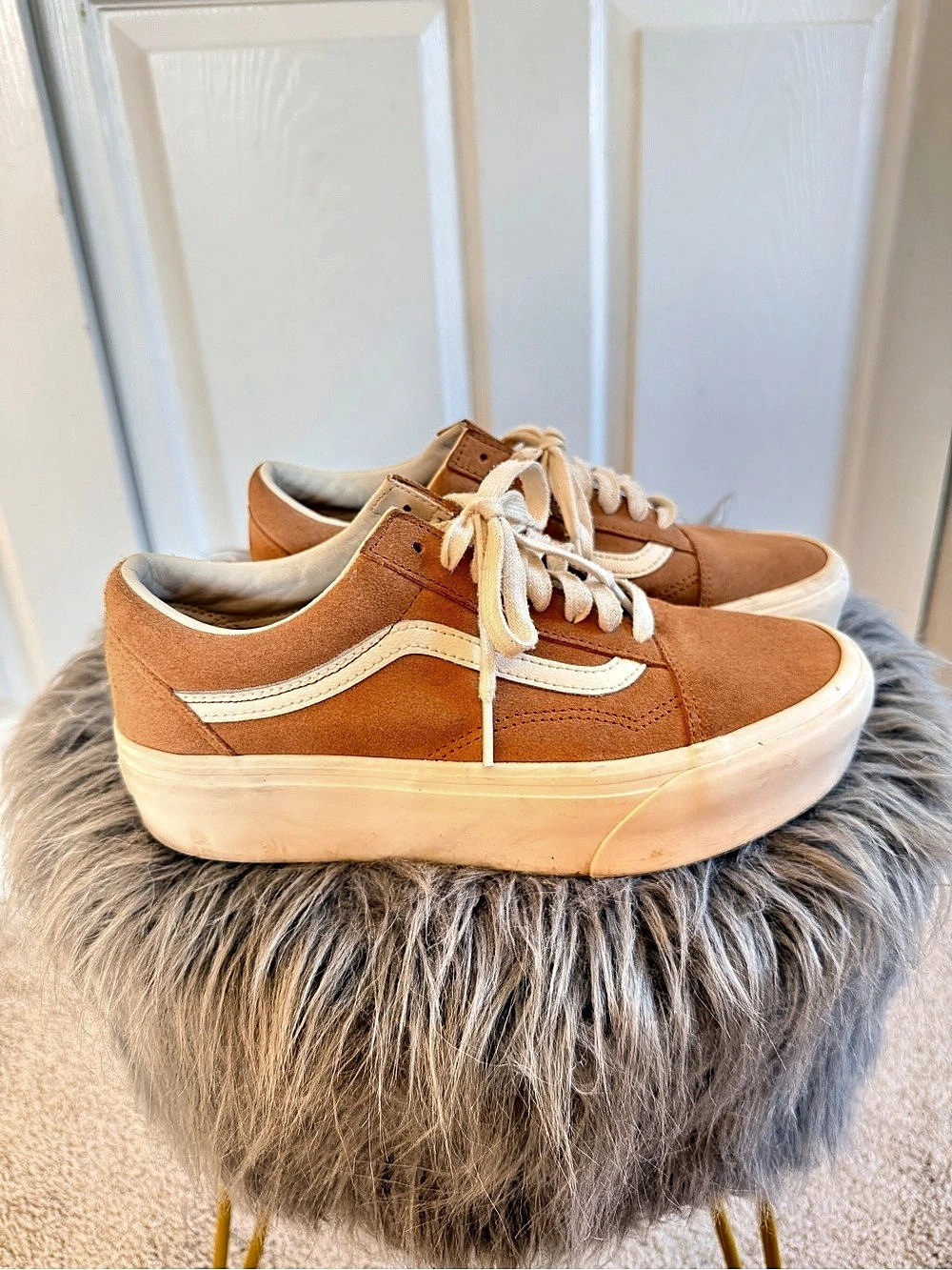 Vans Old Skool Stacked Brown Suede & White Sneakers